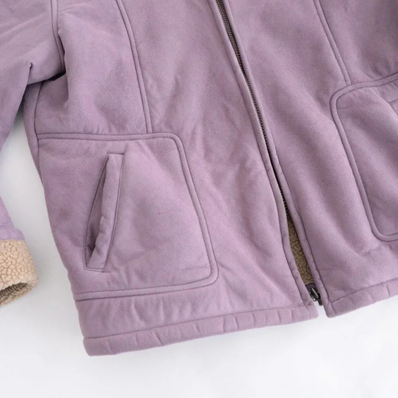Vintage Cotton Ginny Lilac Faux  Sherpa Jacket Large - Picture 9 of 13